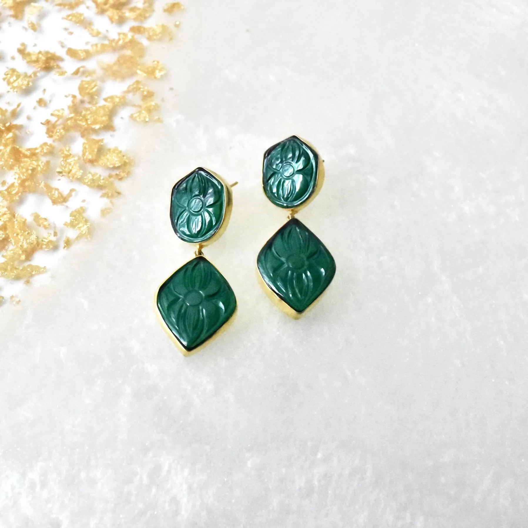 Raghvi Handmade Carved Stone Earrings
