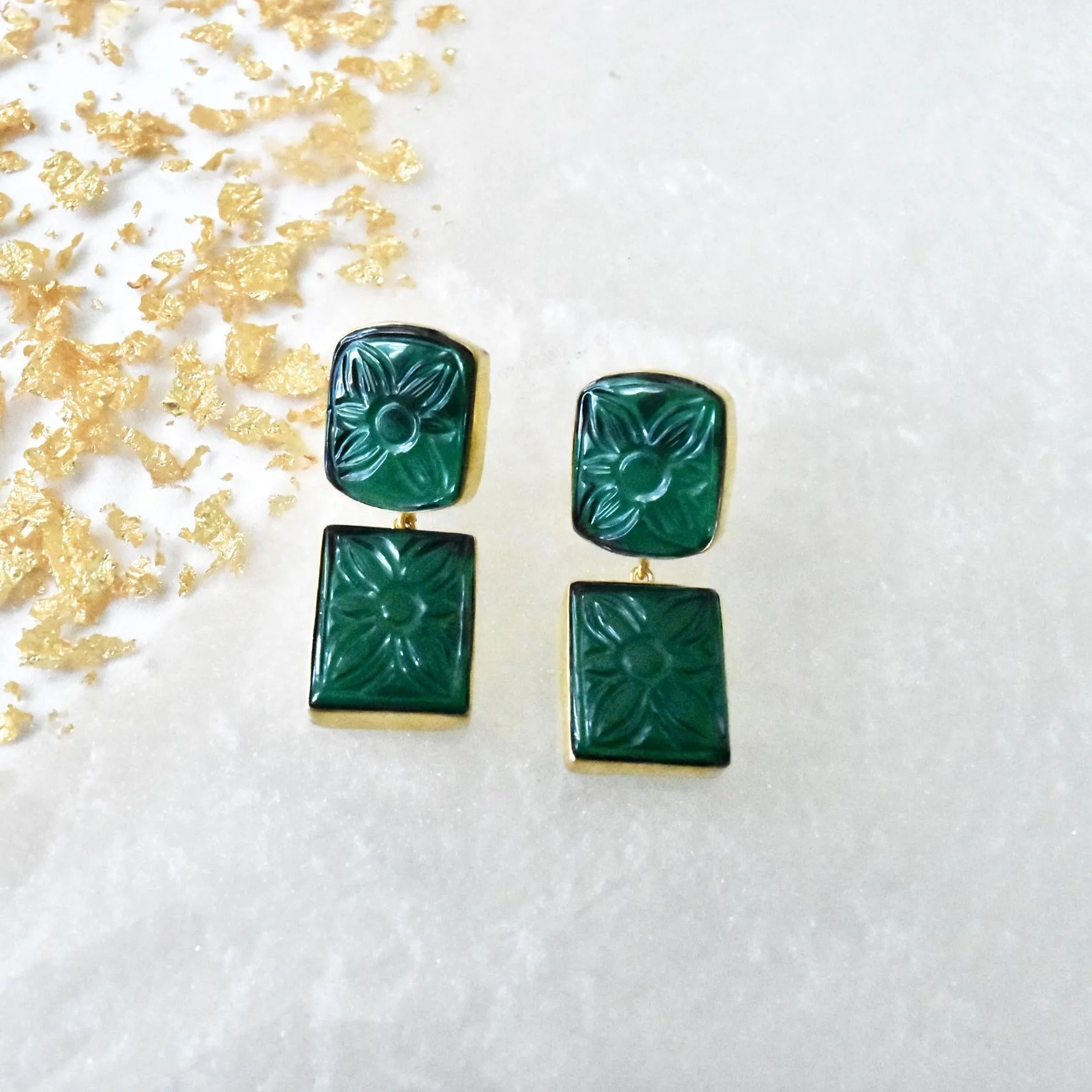 Raghvi Handmade Carved Stone Earrings