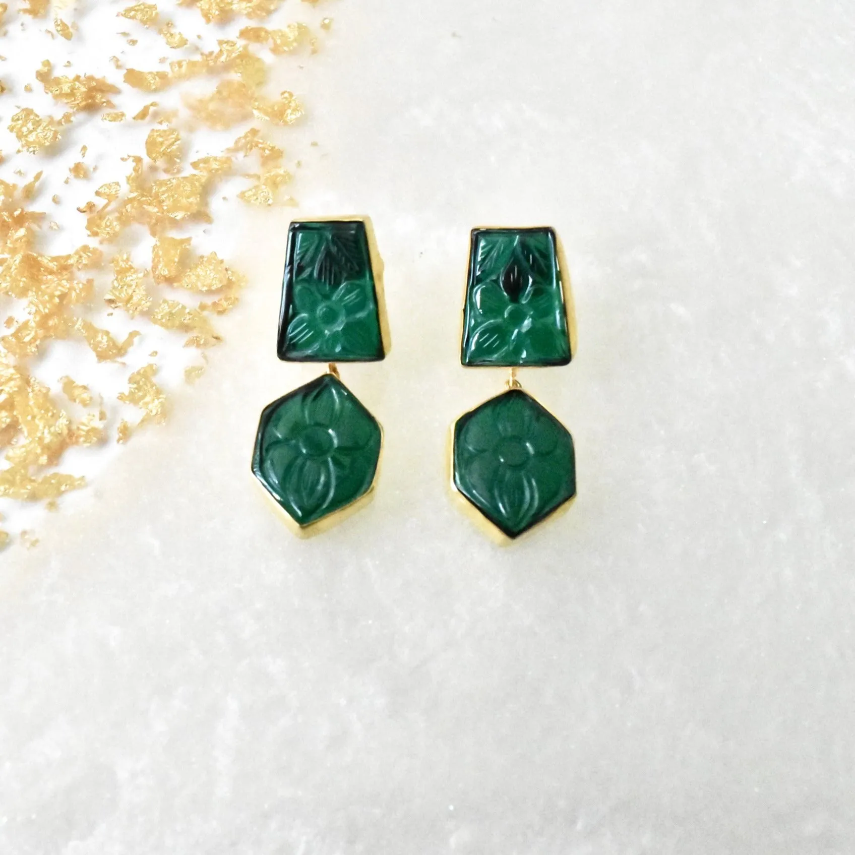 Raghvi Handmade Carved Stone Earrings