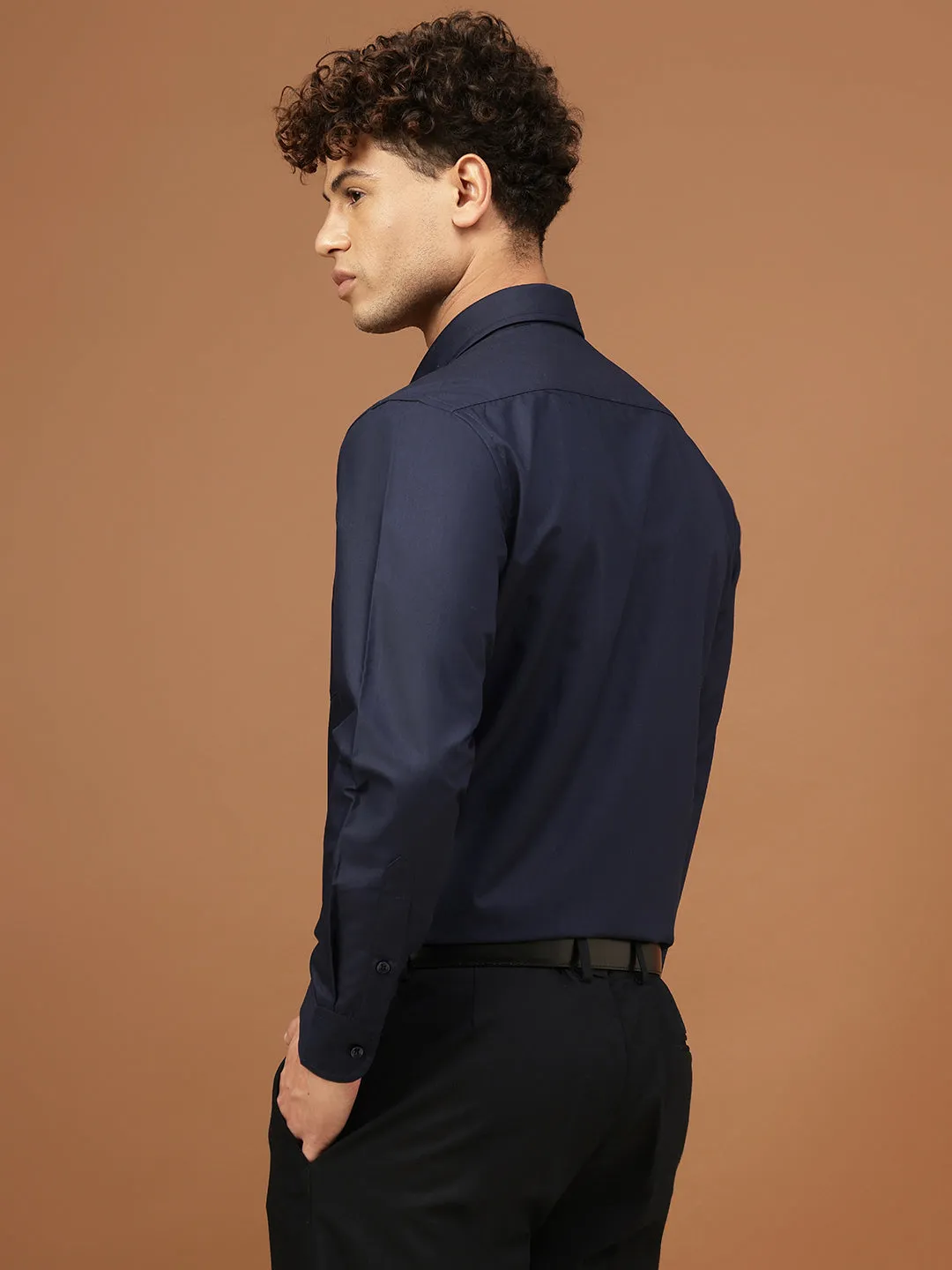 Richlook Men Navy Full Sleeve Formal Shirts