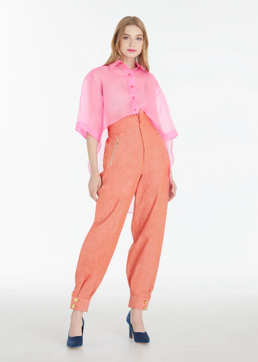 SGinstar Camille shocking pink natural thai organza t-shirt for women