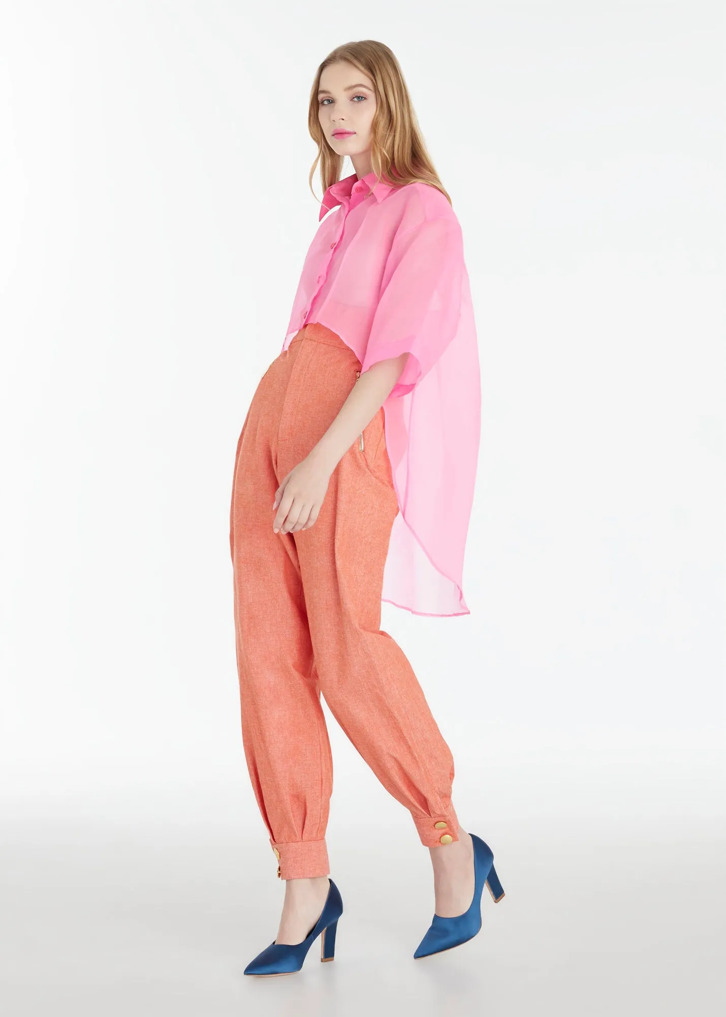 SGinstar Camille shocking pink natural thai organza t-shirt for women