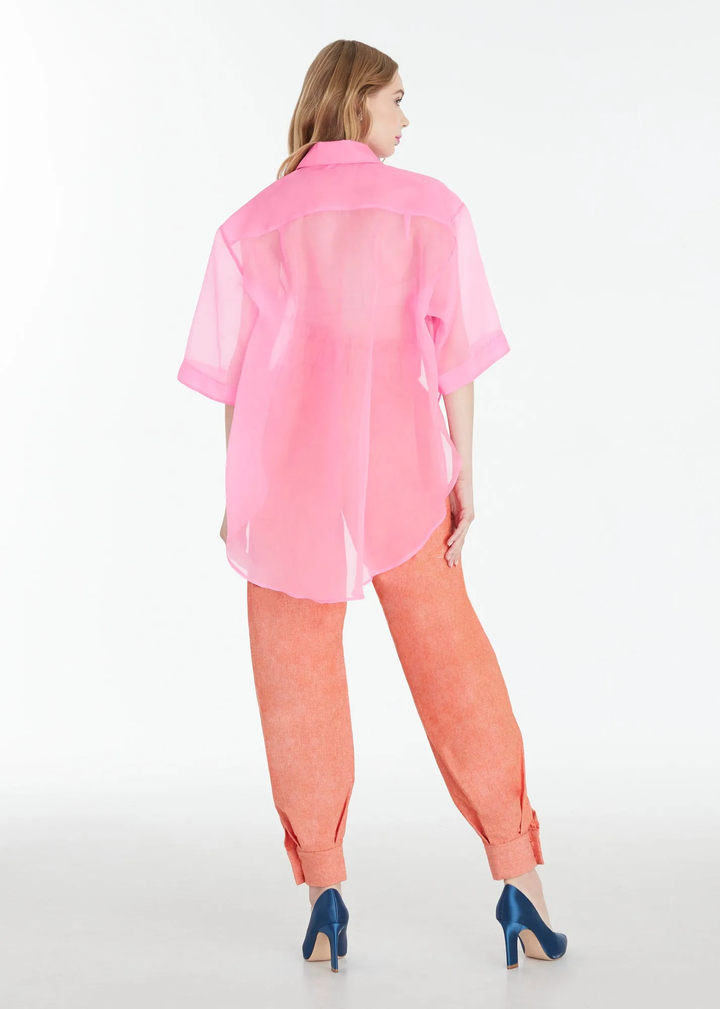 SGinstar Camille shocking pink natural thai organza t-shirt for women