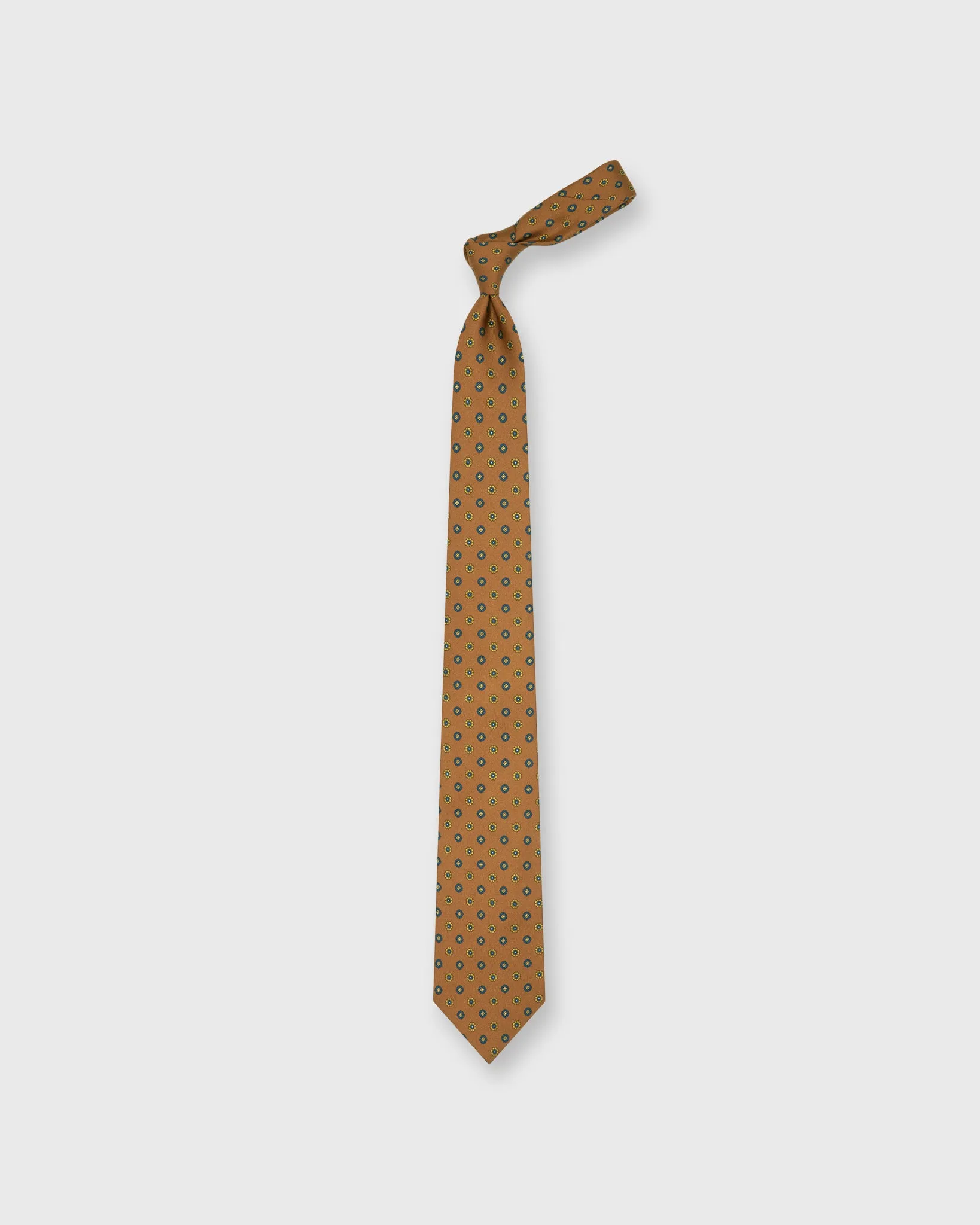 Silk Print Tie in Umber/Blue/Yellow Flower