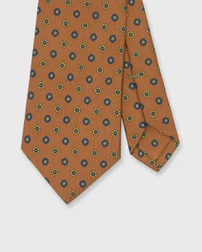 Silk Print Tie in Umber/Blue/Yellow Flower