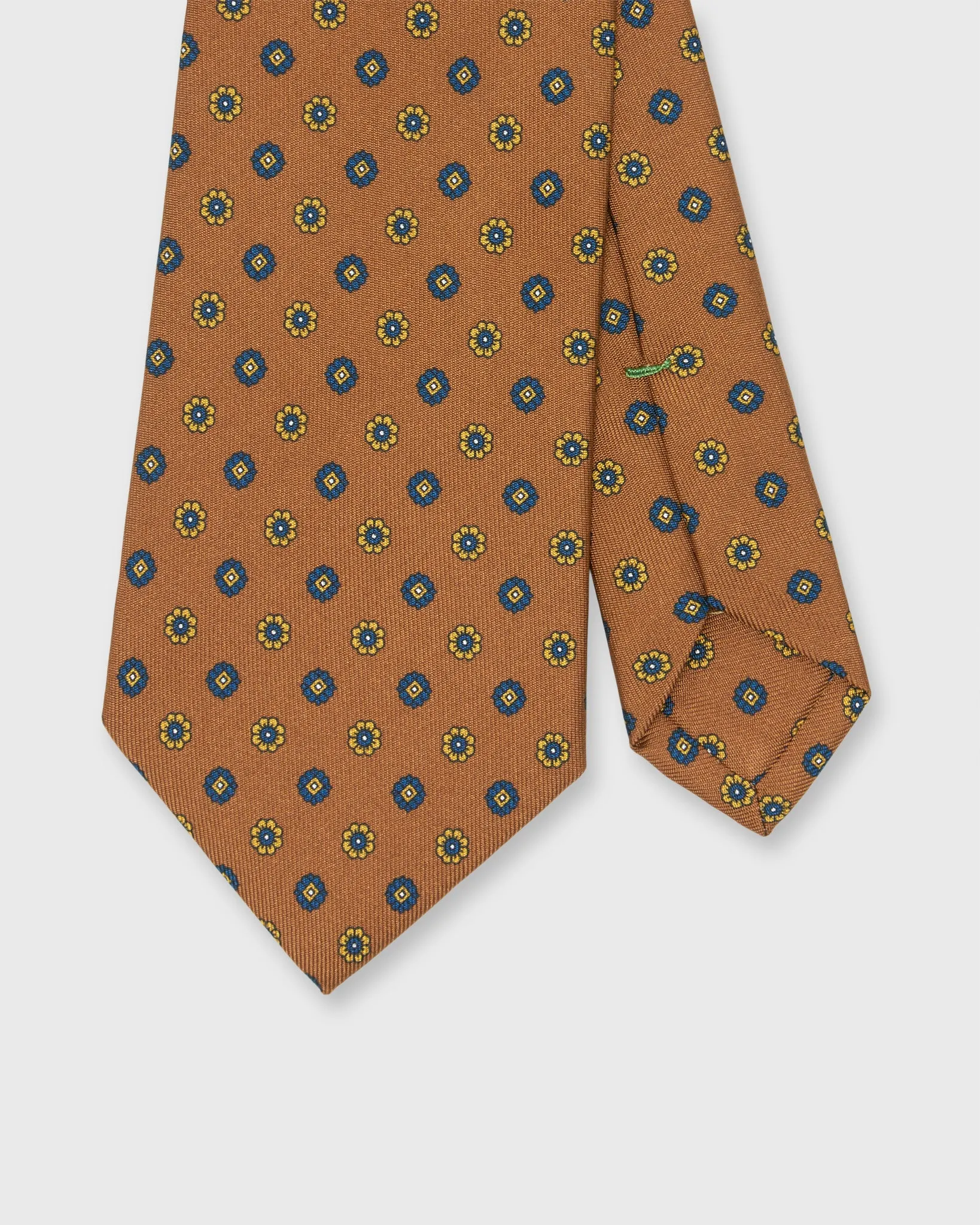 Silk Print Tie in Umber/Blue/Yellow Flower
