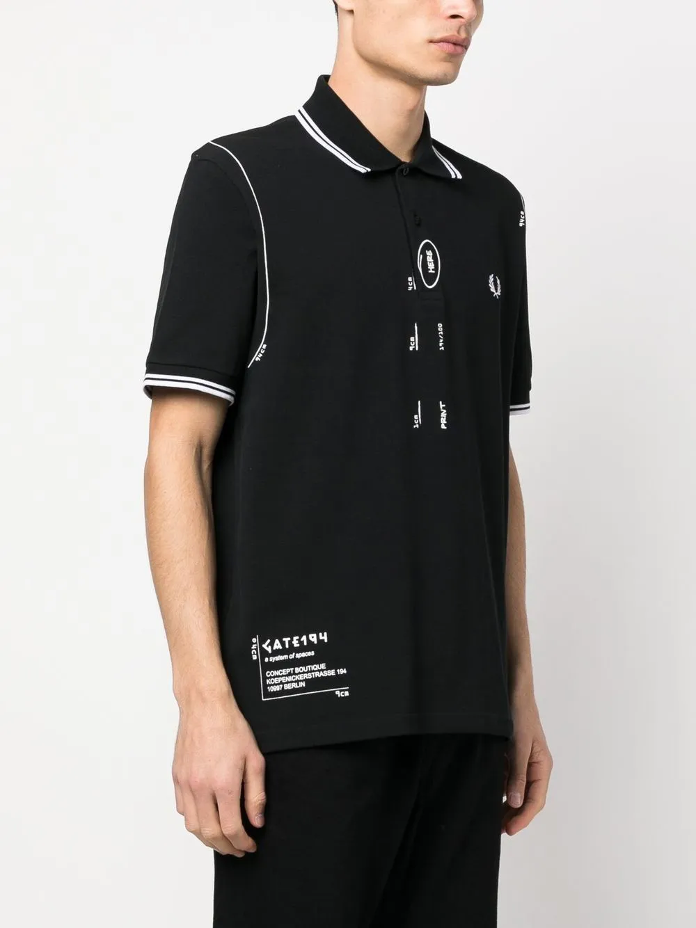 sketch-style cotton polo shirt