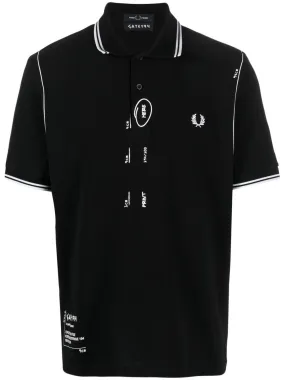 sketch-style cotton polo shirt