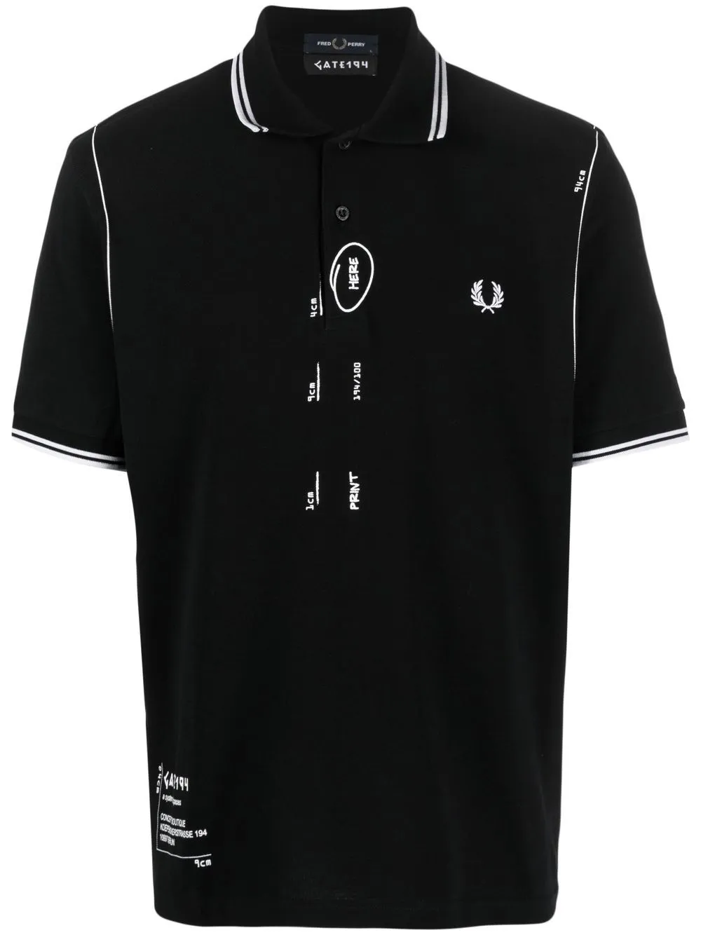 sketch-style cotton polo shirt
