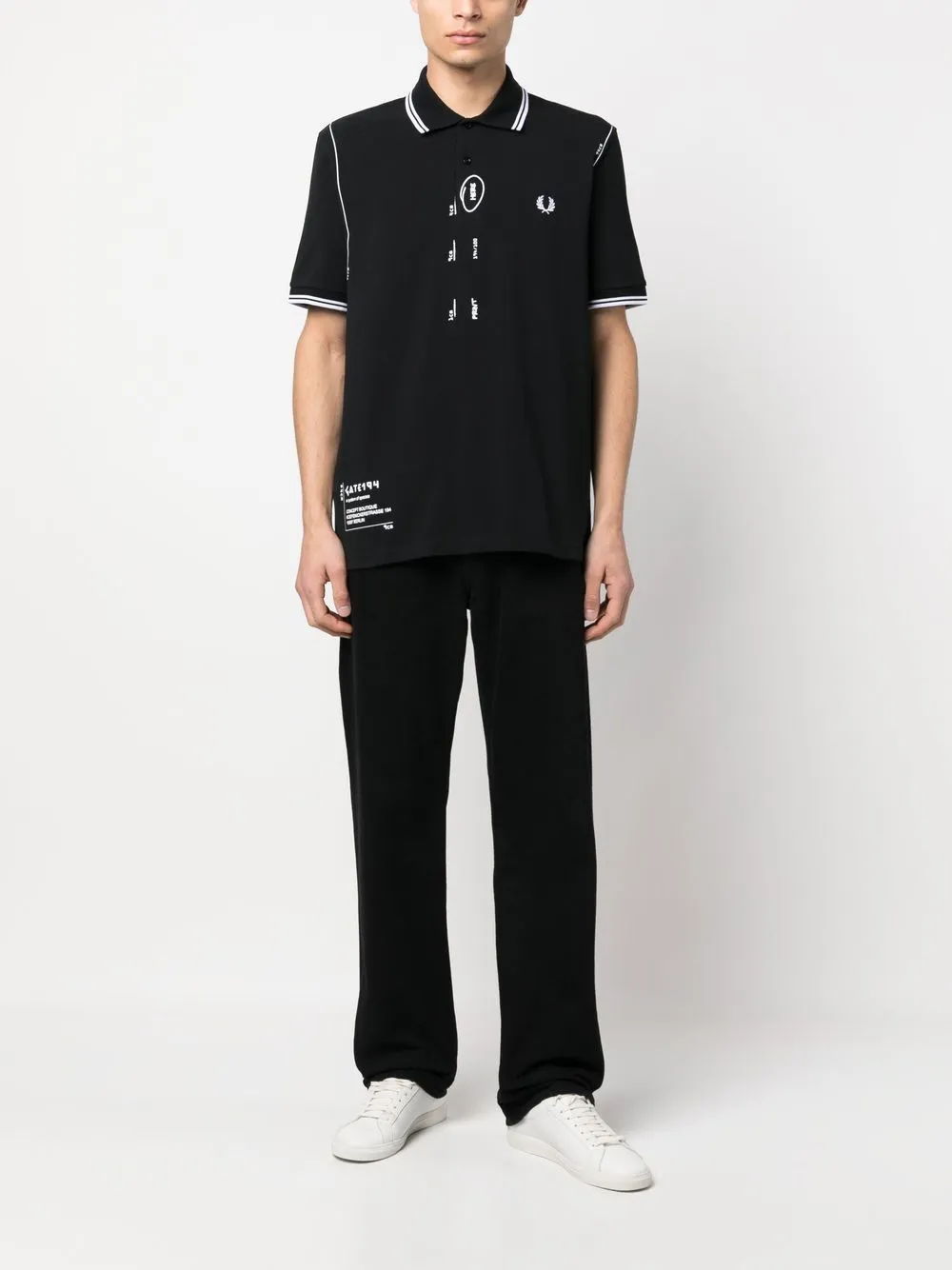 sketch-style cotton polo shirt