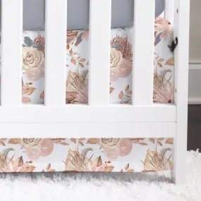 Soft Boho Floral Crib Skirt