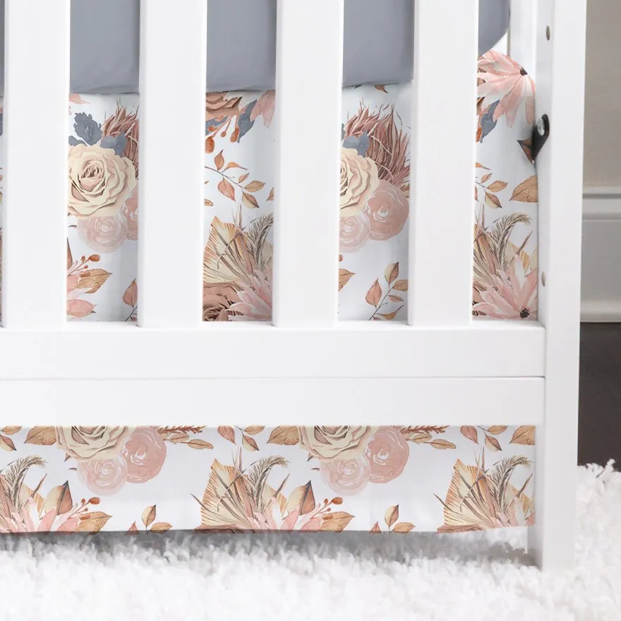 Soft Boho Floral Crib Skirt