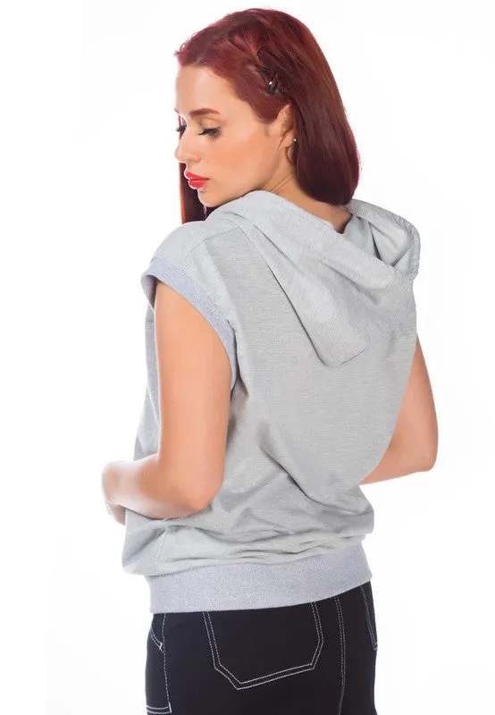 Solid Cap Sleeve Hoodie