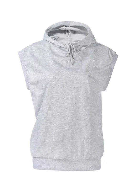 Solid Cap Sleeve Hoodie