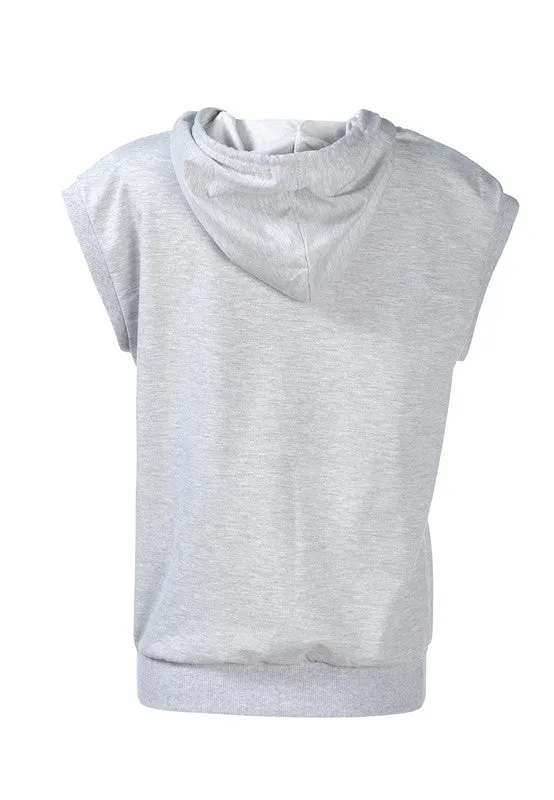 Solid Cap Sleeve Hoodie