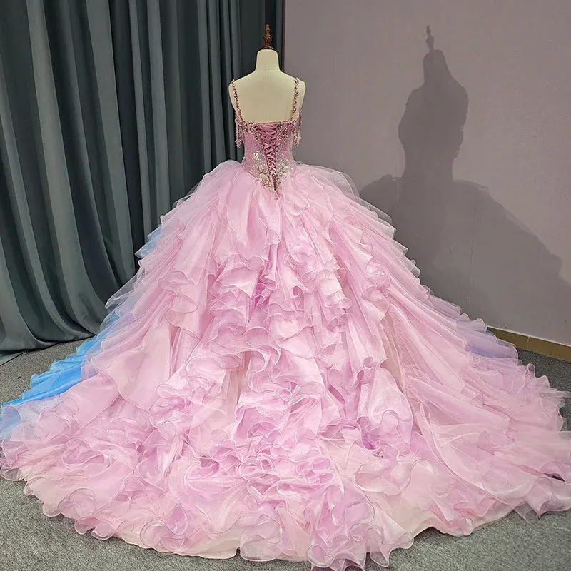 Stylish Evening Dresses Ball Gown Sleeveless Spaghetti Straps Prom Dresses