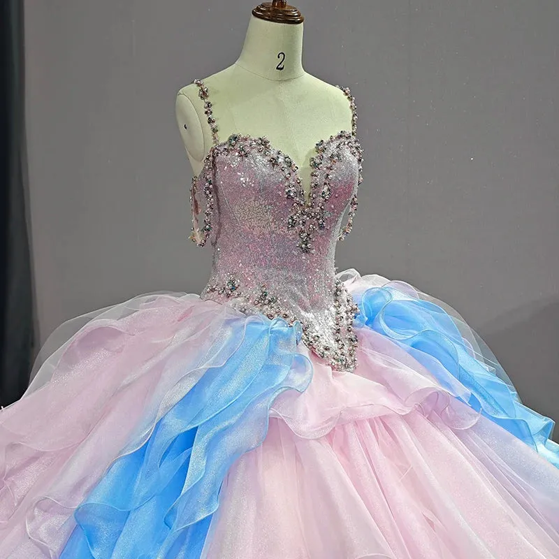 Stylish Evening Dresses Ball Gown Sleeveless Spaghetti Straps Prom Dresses