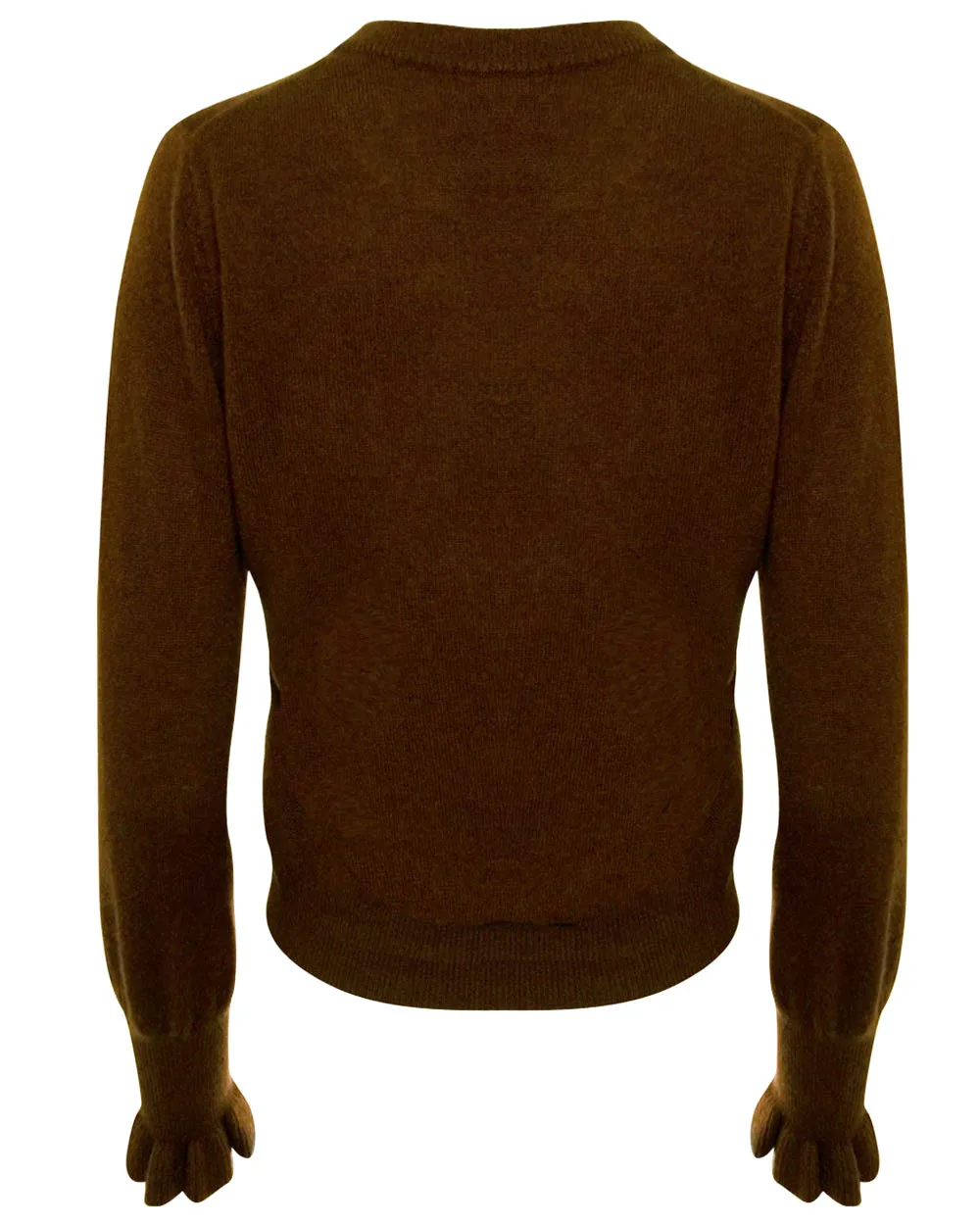 Syrup Cashmere Ruffled Crew Sweater