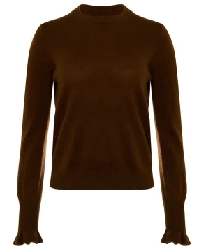 Syrup Cashmere Ruffled Crew Sweater