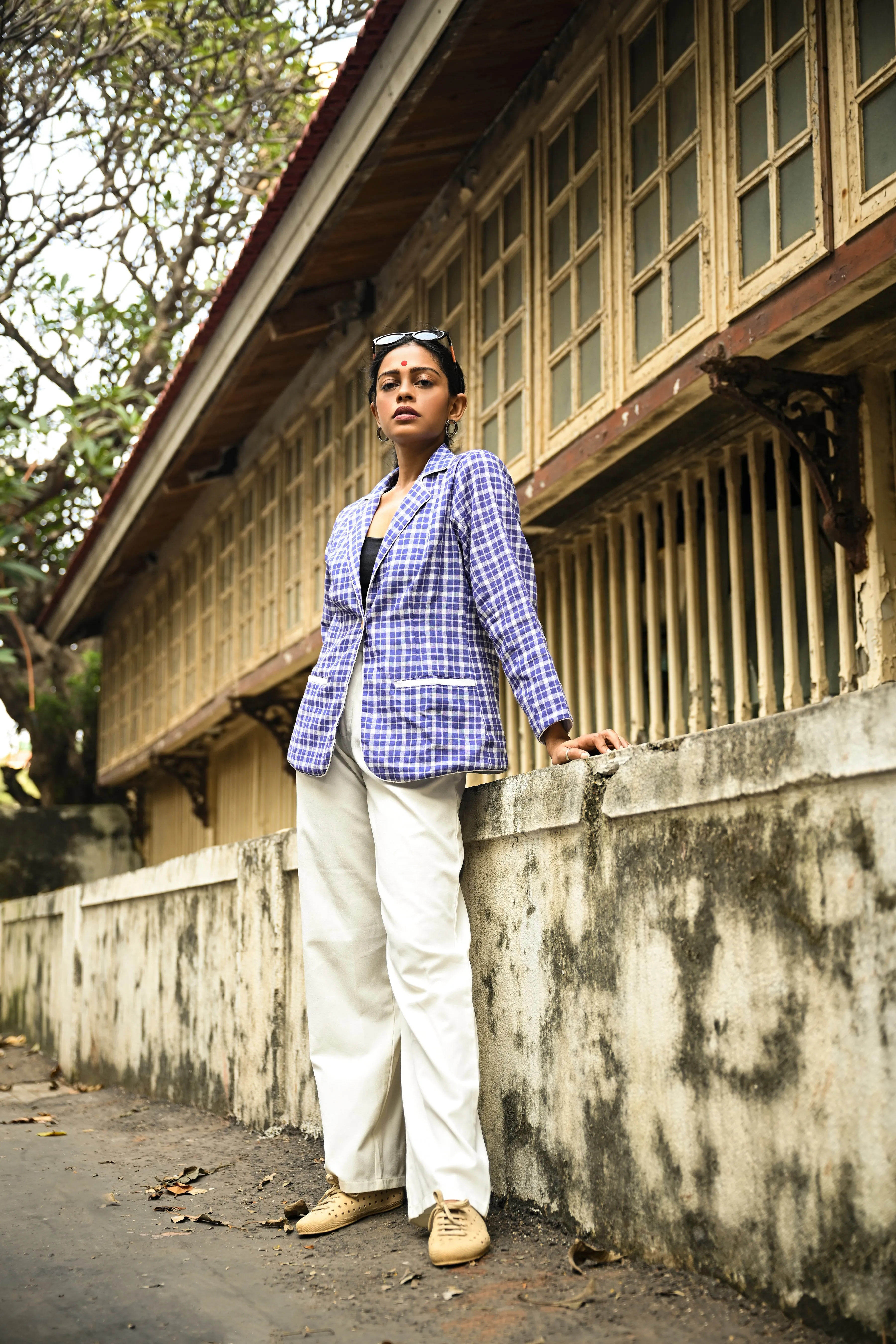 TB Blue and White Checkered Blazer