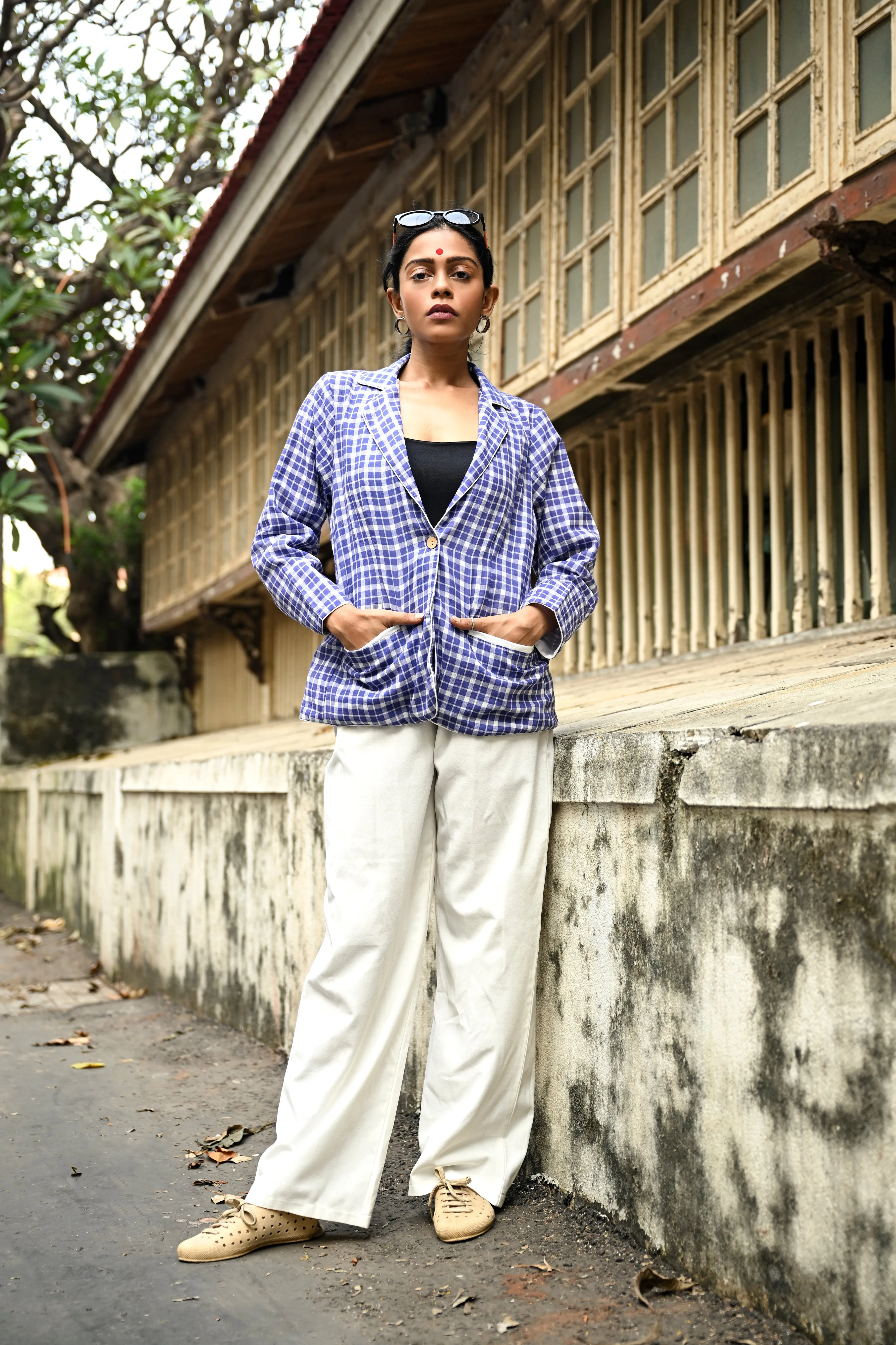 TB Blue and White Checkered Blazer