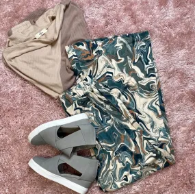 Teal Wild Hippie Heart Western Flare Pants
