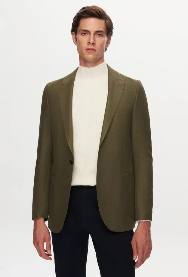 Twn Slim Fit Green Dobby Fabric Jacket
