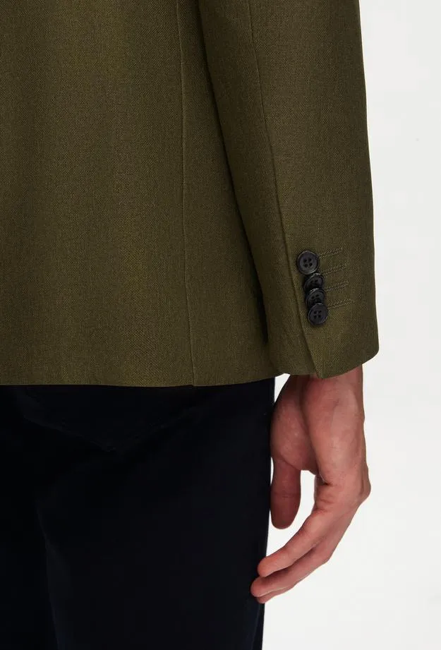 Twn Slim Fit Green Dobby Fabric Jacket