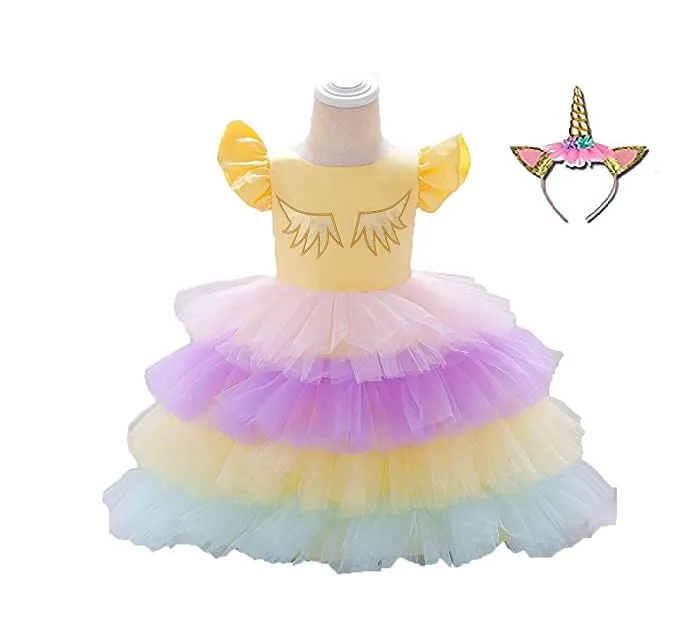 Unicorn Dress for Girls- Stylish Yellow