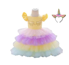 Unicorn Dress for Girls- Stylish Yellow