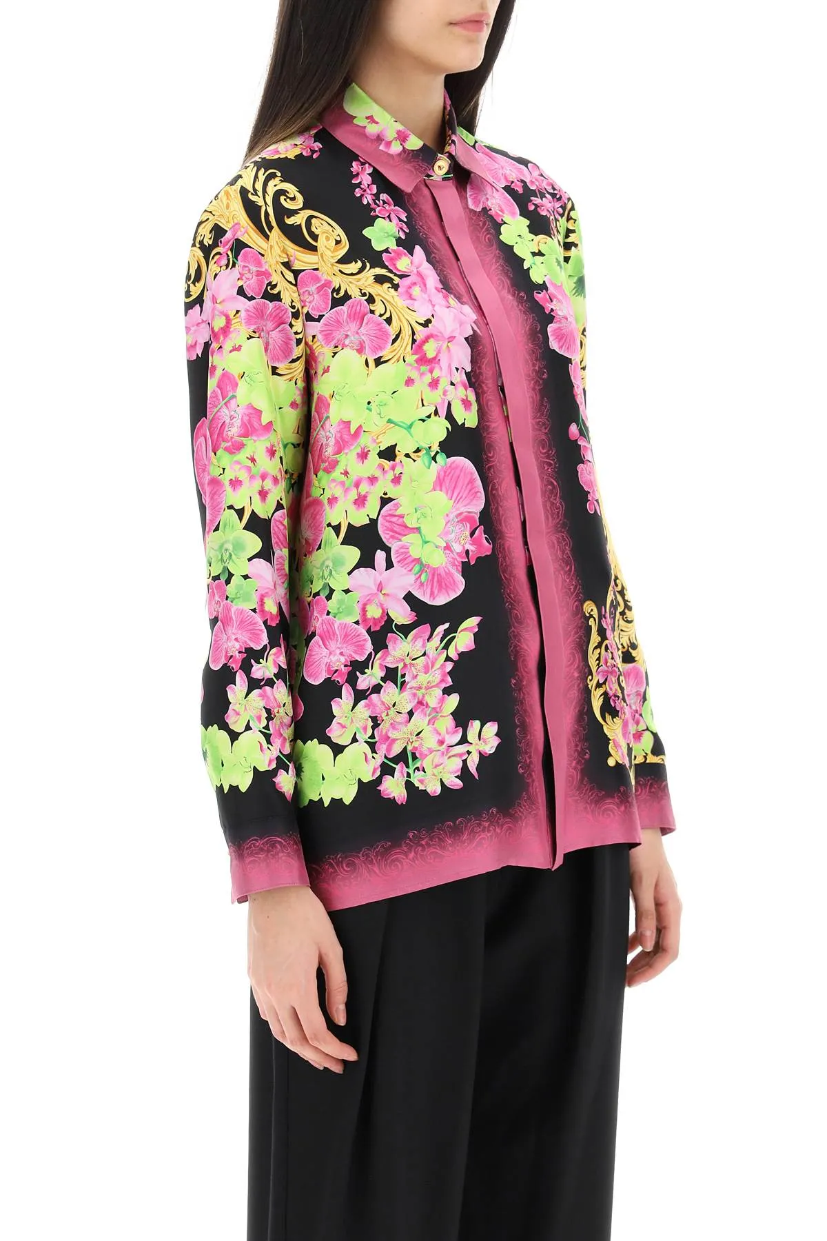 Versace 'medusa orchid' silk shirt
