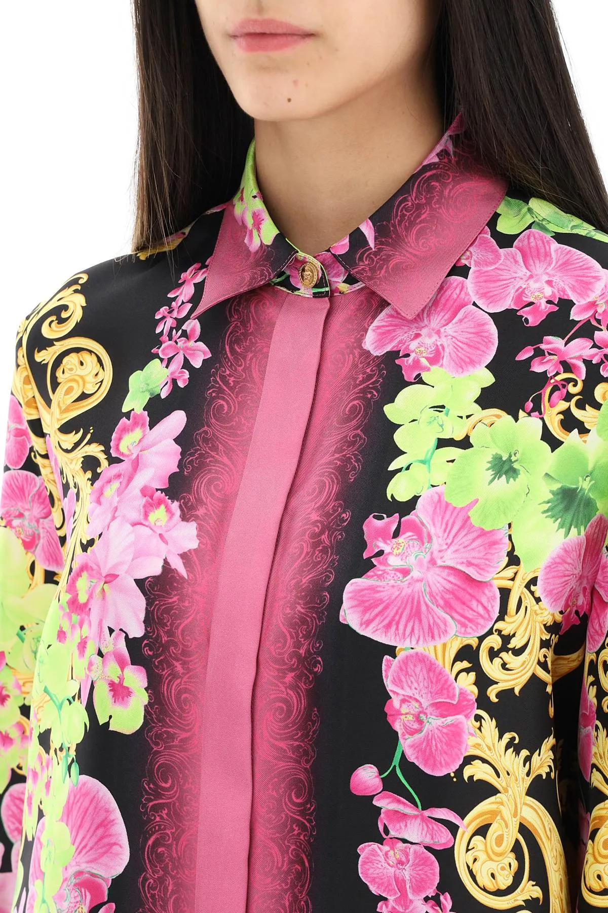 Versace 'medusa orchid' silk shirt