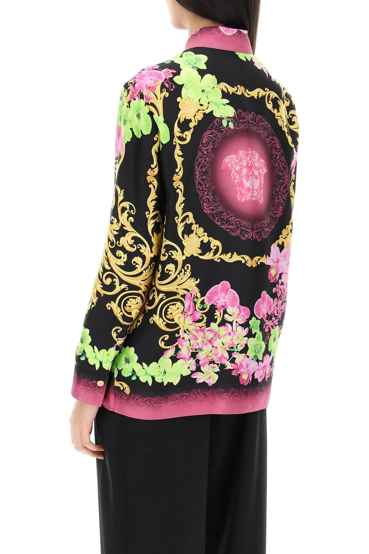 Versace 'medusa orchid' silk shirt