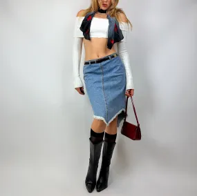 Vintage 90’s Light Wash Denim Midi Skirt (S)