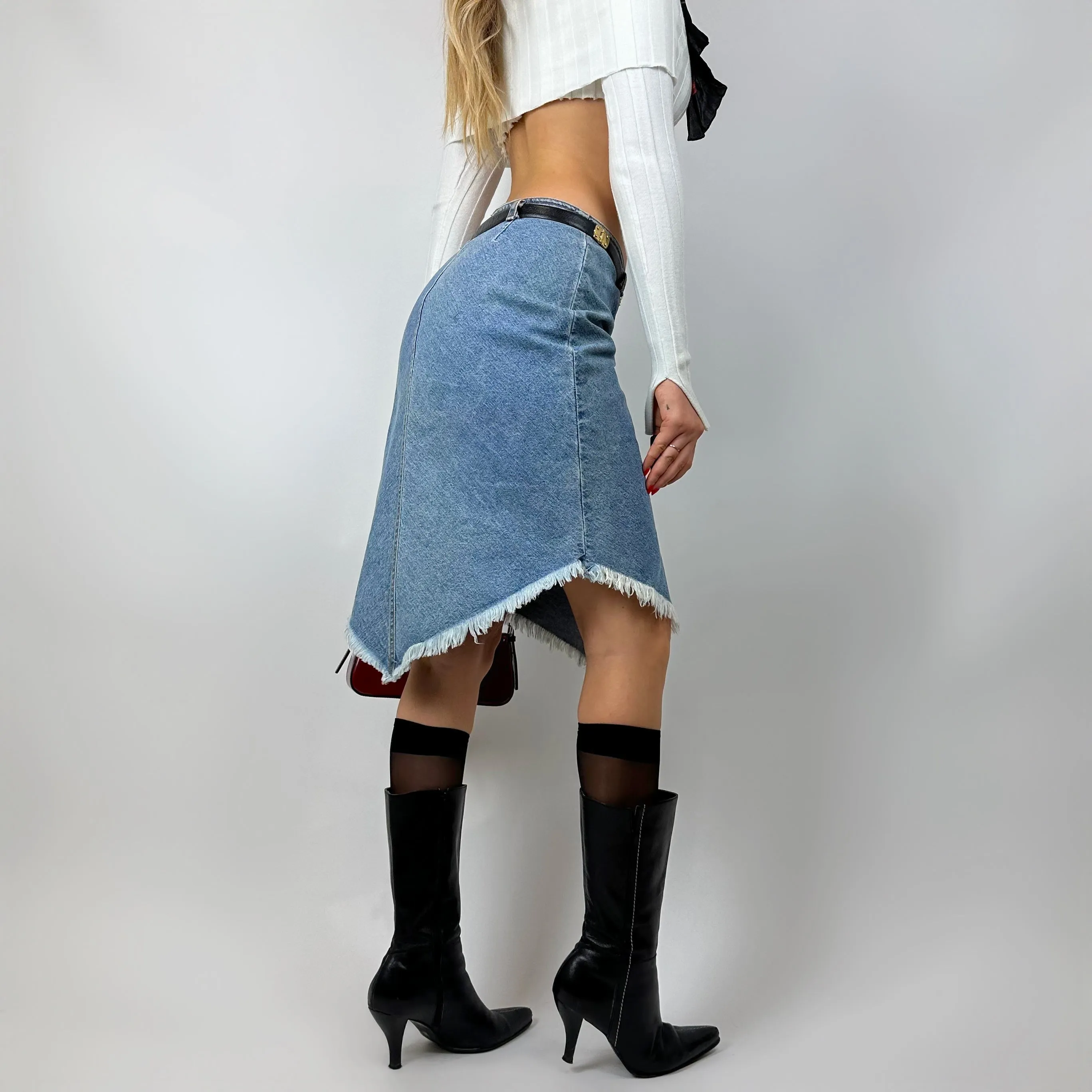 Vintage 90’s Light Wash Denim Midi Skirt (S)