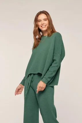 Waffle Knit Lounge Top - Green