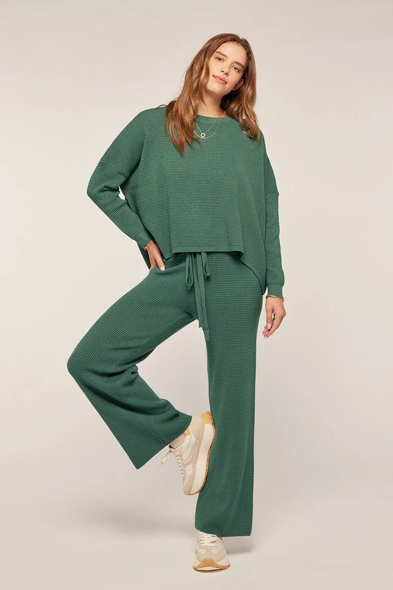 Waffle Knit Lounge Top - Green