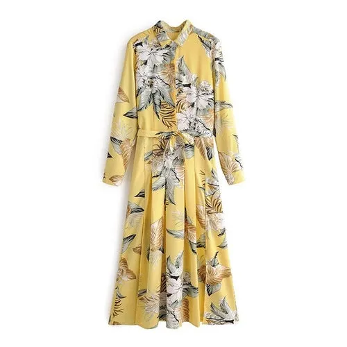 Women Stylish Elegant Floral Print Dresses Long