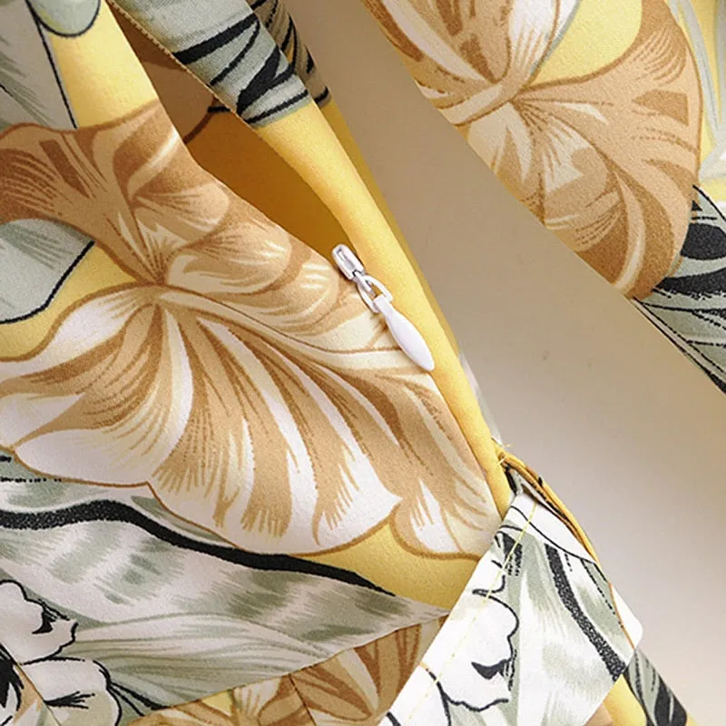 Women Stylish Elegant Floral Print Dresses Long